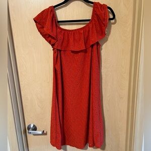 NWT | urban rose - Rust/Burnt Orange Off-Shoulder Ruffle Mini Dress